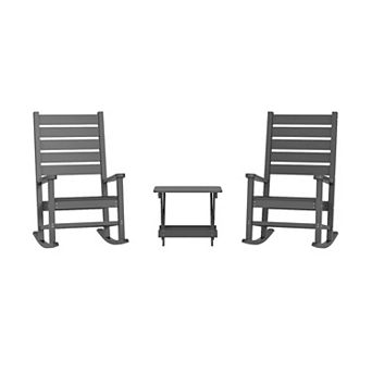 Merrick Lane 3 pc Set With 2 Rocking Chairs And End Table For Indoor/outdoor Use