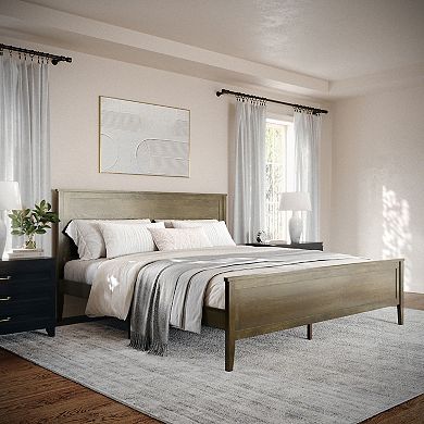 Martha Stewart Wooden Platform Bed with Headboard and Footboard