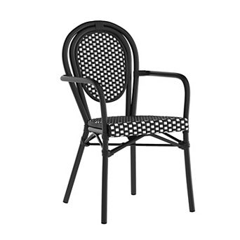 Merrick Lane Bistro Chair With Pe Rattan Seat And Metal Frame