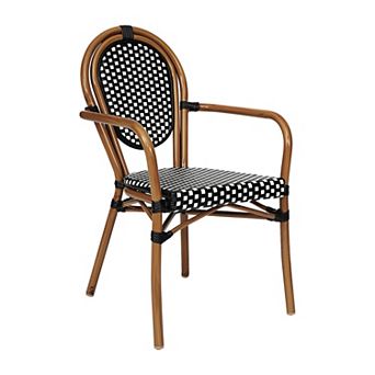 Merrick Lane Bistro Chair With Pe Rattan Seat And Metal Frame