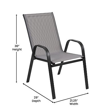 Merrick Lane 5pc Patio Dining Set With Tempered Glass Table And 4 Textilene Chairs