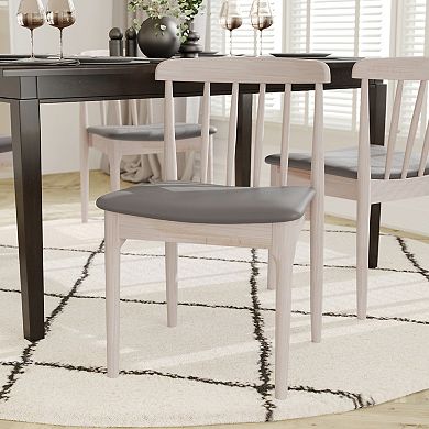 Emma And Oliver Solid Wood Dining Chair With Vinyl Padded Seat