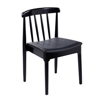 Emma And Oliver Solid Wood Dining Chair With Vinyl Padded Seat