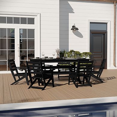 Merrick Lane All Weather Adirondack Style Slat Top Dining Table