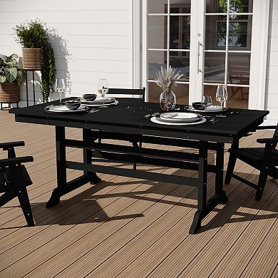 Merrick Lane All Weather Adirondack Style Slat Top Dining Table
