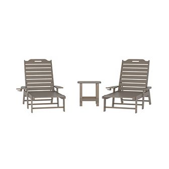Merrick Lane 3 pc Set With 2 Adirondack Chairs/side Table For Indoor/outdoor Use
