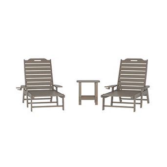 Merrick Lane 3 pc Set With 2 Adirondack Chairs/side Table For Indoor/outdoor Use