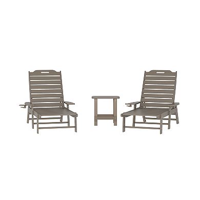 Merrick Lane 3pc Set With 2 Adirondack Chairs/side Table For Indoor/outdoor Use