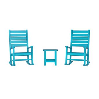 Merrick Lane 3 pc Set With 2 Rocking Chairs And End Table For Indoor/outdoor Use