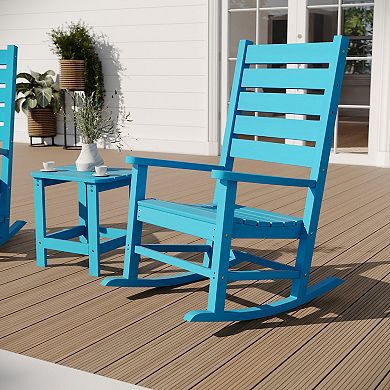 Merrick Lane 3pc Set With 2 Rocking Chairs And End Table For Indoor/outdoor Use