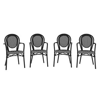Merrick Lane 4 Pack Bistro Chair With Pe Rattan Seat And Metal Frame