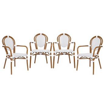 Merrick Lane 4 Pack Bistro Chair With Pe Rattan Seat And Metal Frame