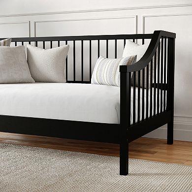Martha Stewart Wooden Platform Daybed with Spindles and Wood Slat Foundation