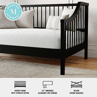 Martha Stewart Twin Neely Solid Wood Platform Daybed Gray