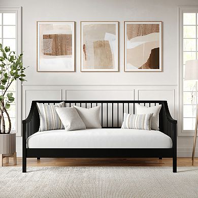 Martha Stewart Wooden Platform Daybed with Spindles and Wood Slat Foundation