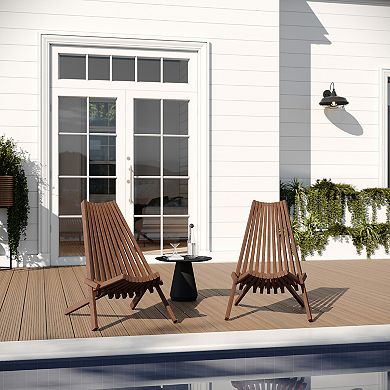 Merrick Lane Solid Acacia Indoor/outdoor Wood Low Profile Lounge Folding Chair