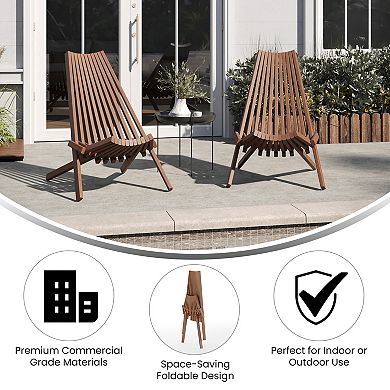 Merrick Lane Solid Acacia Indoor/outdoor Wood Low Profile Lounge Folding Chair