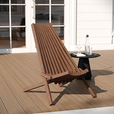 Merrick Lane Solid Acacia Indoor/outdoor Wood Low Profile Lounge Folding Chair