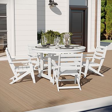 Merrick Lane All Weather Adirondack Style Slat Top Dining Table