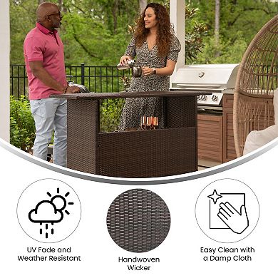Emma And Oliver Wicker Rattan Counter Height Bar Table For Indoor/outdoor Use