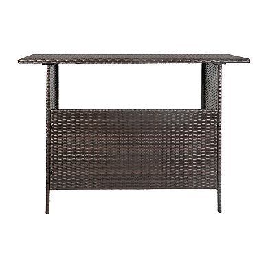 Emma And Oliver Wicker Rattan Counter Height Bar Table For Indoor/outdoor Use