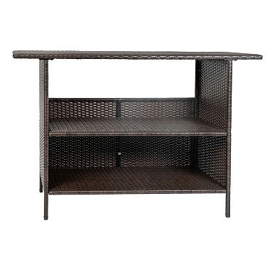 Emma And Oliver Wicker Rattan Counter Height Bar Table For Indoor/outdoor Use