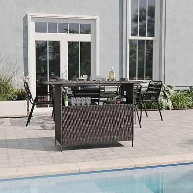 Emma And Oliver Wicker Rattan Counter Height Bar Table For Indoor/outdoor Use
