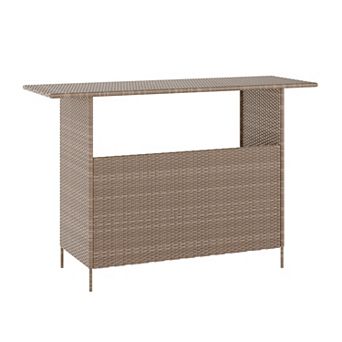 Emma And Oliver Wicker Rattan Counter Height Bar Table For Indoor/outdoor Use