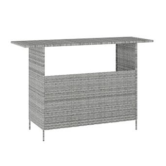 Emma And Oliver Wicker Rattan Counter Height Bar Table For Indoor/outdoor Use