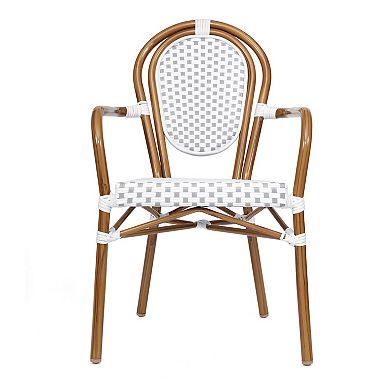 Merrick Lane 2 Pack Bistro Chair With Pe Rattan Seat And Metal Frame