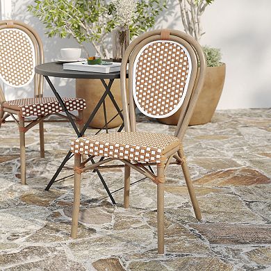 Merrick Lane Bistro Chair With Pe Rattan Seat And Metal Frame
