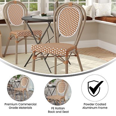 Merrick Lane Bistro Chair With Pe Rattan Seat And Metal Frame