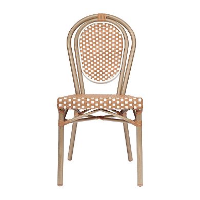 Merrick Lane Bistro Chair With Pe Rattan Seat And Metal Frame