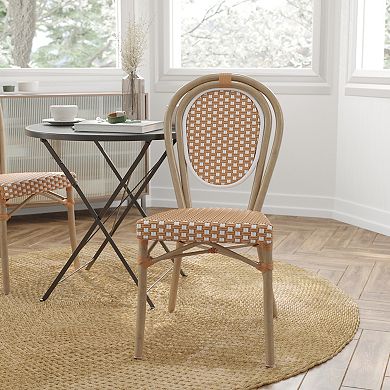 Merrick Lane Bistro Chair With Pe Rattan Seat And Metal Frame