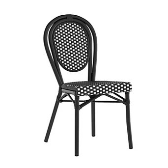 Merrick Lane Bistro Chair With Pe Rattan Seat And Metal Frame