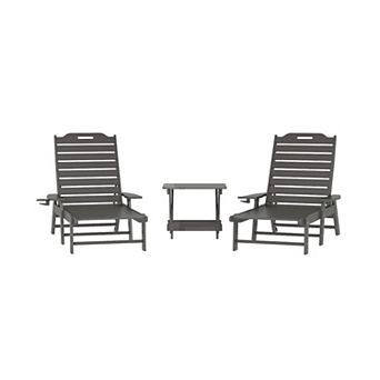 Merrick Lane 3 pc Set With 2 Adirondack Chairs/side Table For Indoor/outdoor Use