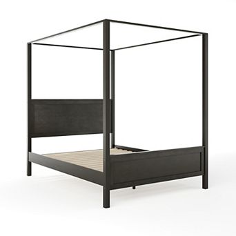 Martha Stewart Wooden Canopy Platform Bed with Headboard and Footboard