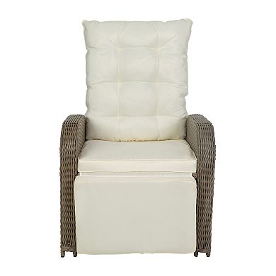 Merrick Lane Indoor/outdoor Patio Wicker Rattan Recliner Lounge Chair With Table
