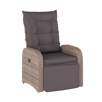 Merrick Lane Indoor/outdoor Patio Wicker Rattan Recliner Lounge Chair With Table