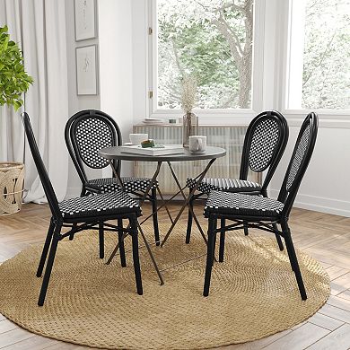 Merrick Lane 4 Pack Bistro Chair With Pe Rattan Seat And Metal Frame