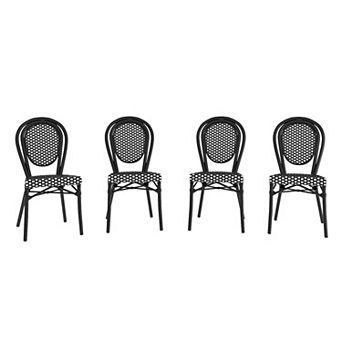 Merrick Lane 4 Pack Bistro Chair With Pe Rattan Seat And Metal Frame