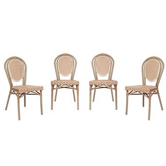 Merrick Lane 4 Pack Bistro Chair With Pe Rattan Seat And Metal Frame