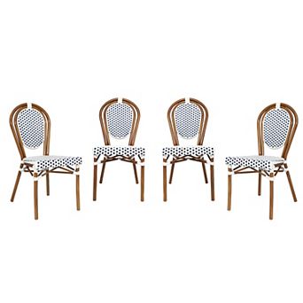 Merrick Lane 4 Pack Bistro Chair With Pe Rattan Seat And Metal Frame
