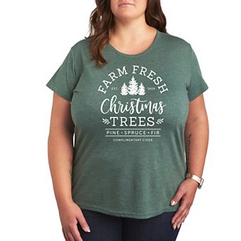 Plus Size Farm Fresh Christmas Trees Graphic Tee