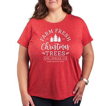 Plus Size Farm Fresh Christmas Trees Graphic Tee