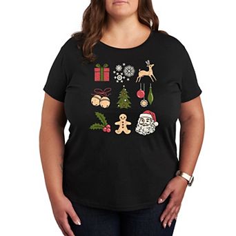 Plus Size Christmas Icon Grid Graphic Tee