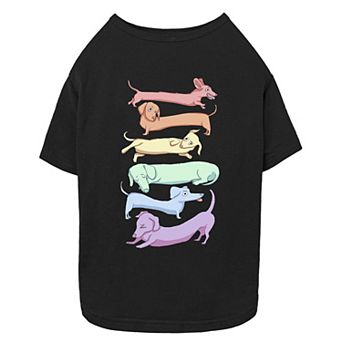 Mad Engine Global Dachshund Dog Rainbow Line Up Pet Tee
