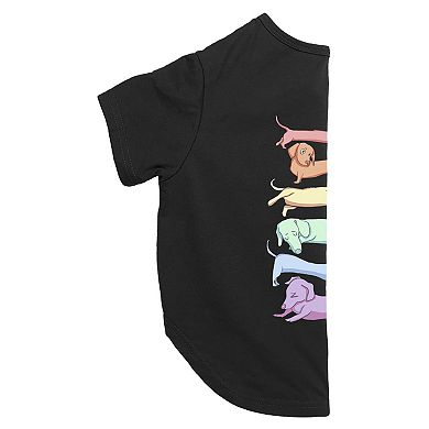 Mad Engine Global Dachshund Dog Rainbow Line Up Pet Tee