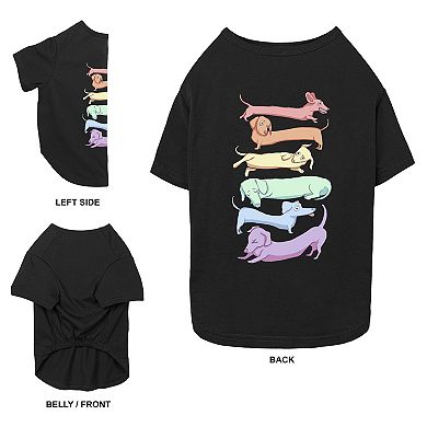 Mad Engine Global Dachshund Dog Rainbow Line Up Pet Tee