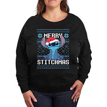 Disney's Lilo & Stitch Plus Size Merry Stitchmas French Terry Long Sleeve Tee